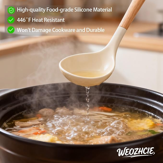 Silicone Cooking Utensil Set,12 PCS Cooking Cookware Kitchen Utensils Set for Cooking, Nonstick 446°F Heat-Resistant Cookware Kitchen Tools of Spoon,Brush,Whisk,Spatula,Turner Tongs (Khaki)