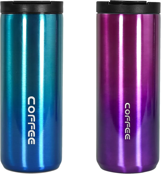 Insulated Coffee Mug 17oz,2 pack Travel Coffee Tumbler,Vacuum Insulated Coffee Mug with Leak Proof Screw Lid Coffee Cup for Men and Women for Hot & Cold Drinks