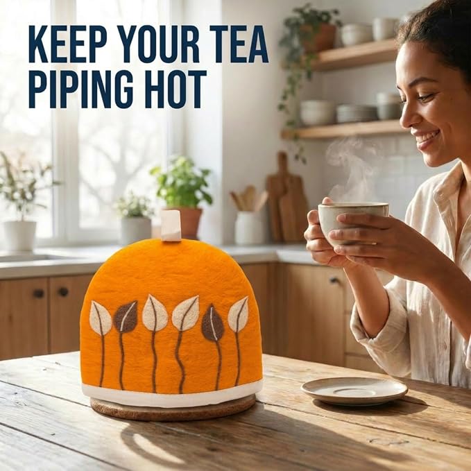 Glaciart One Wool Teapot Cozy Kettle Cover | Dome Shaped Large Tea Cosy, Kettle or French Press | Handmade & Needle Felted from Natural Wool | Warms Up to 2 Hours | Great as Gift
