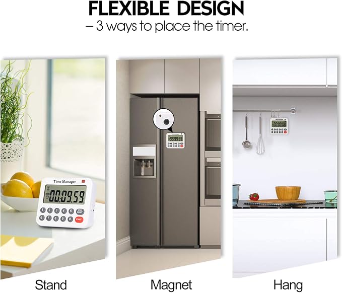 AIMILAR Magnetic Digital Kitchen Timer with Direct Numerical Keypad, Loud Alarm - 99Hr Countdown Count Up Timer for Cooking Baking Classroom, Batteries Included