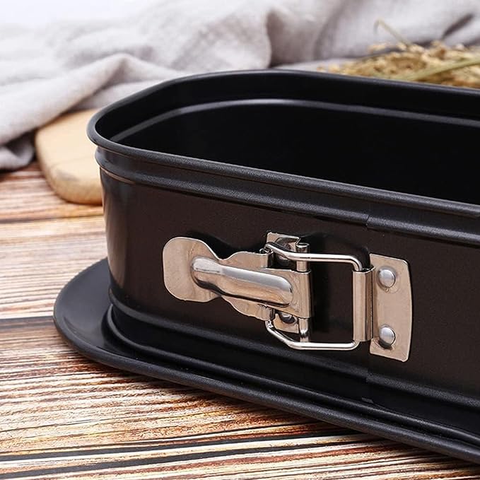 12 Inch Oval Non-Stick Springform Baking Pan Black | Removable bottom with quick release latch for easy cake demoulding
