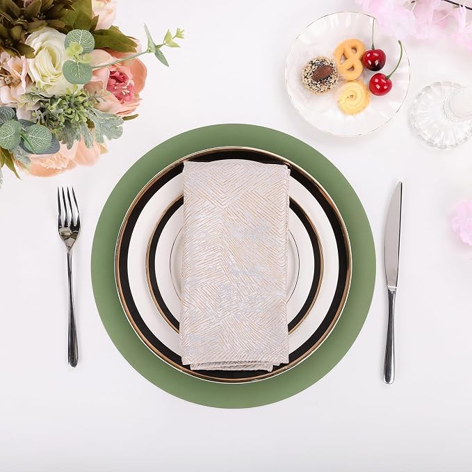 SHACOS 100 PCS Round Paper Placemats 13 inch Disposable Paper Place Mats for Dinner Wedding Birthday Party Festival Table Decoration Indoor Outdoor, Sage Green (Pack of 2)