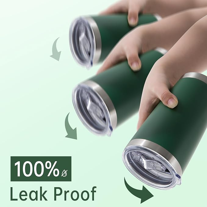 20 oz Tumblers Stainless Steel Tumbler with Lid, 1 Pack | Deep Green, 20oz Insulated Coffee Mug, Double Wall Vacuum, Powder Coated Cup, for Hot and Cold Drinks