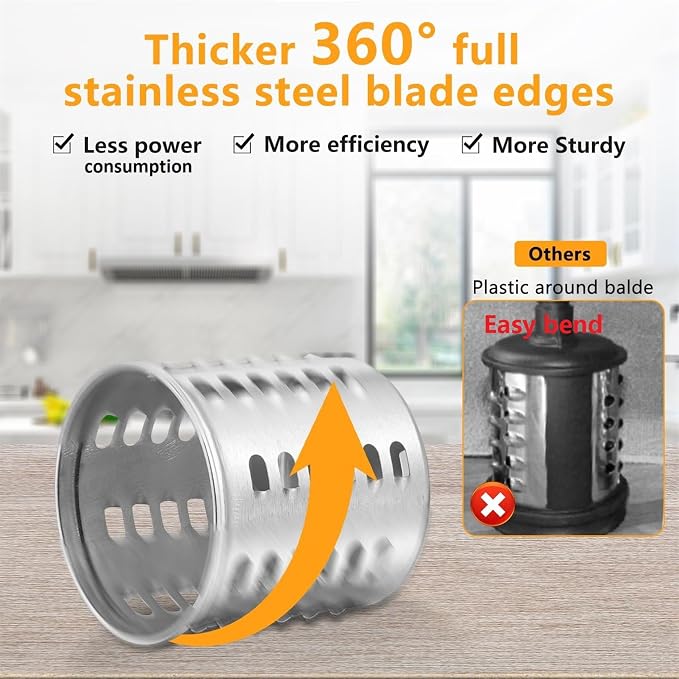 FavorKit Chesse Grater Slicer Shredder Attachment for Kitchenaid Mixers | 100% Stainless Steel Salad Maker Accessory, 60mm Large Feed Chute, EasyClean Dishwasher Safe,Save Time-2LB potato only 1min.