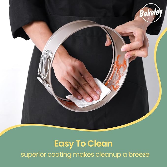 9 Inch Springform Cake Pans, Non-Stick, Spring Form Pans 9 inch with Removable Bottom, Spring Form Pan, Carbon Steel, Cheesecake Pan (Champagne Gold)