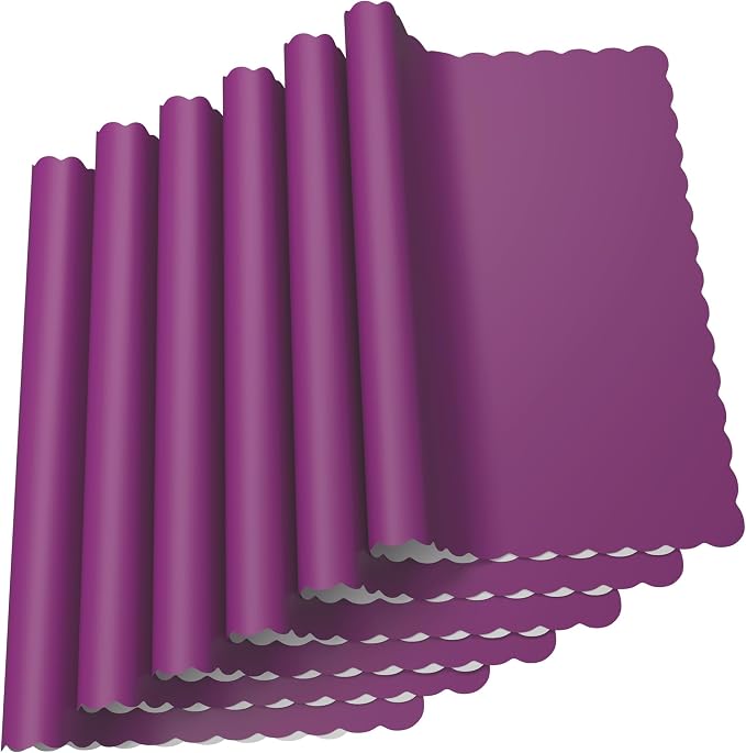 Paper Placemats - Disposable - Scalloped Edge (100, Purple)