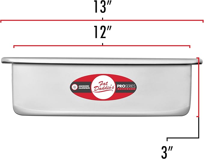 Fat Daddio's PSQ-12123 Anodized Aluminum Square Cake Pan, 12 x 3 Inch