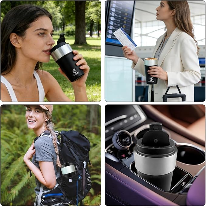 17oz Insulated Travel Coffee Mug, Stainless Steel Cup with Leakproof Lid | 304 Double Wall Vacuum Steel, Long Heat & Cold Retention, 360° Leakproof, BPA-Free Reusable Tumbler, Fits Car Cup Holders