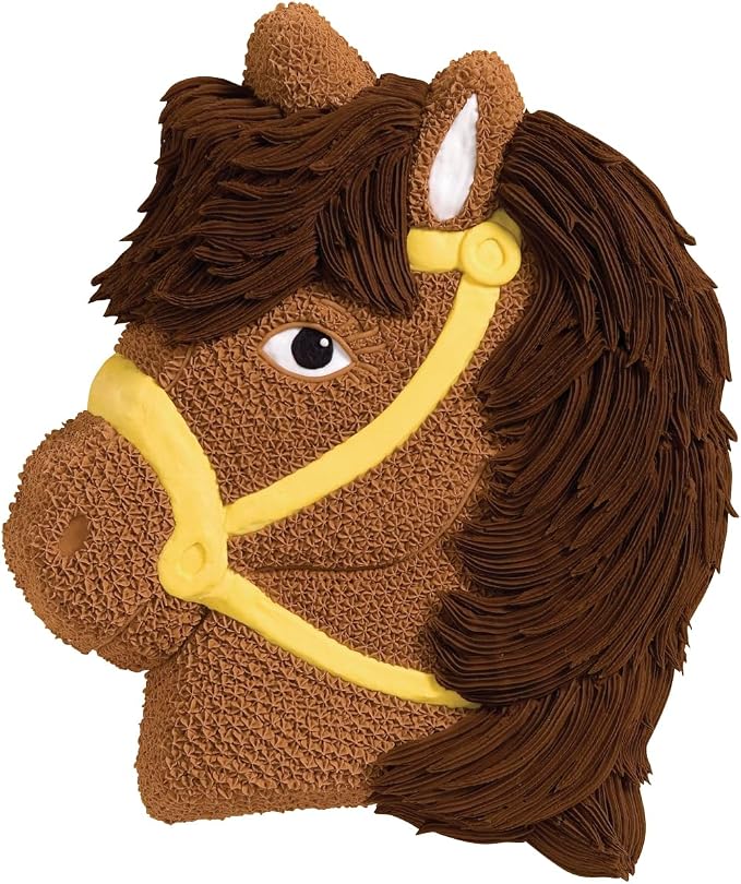Wilton Aluminum Party Pony Cake Pan, Made Without PFAS | Natural Anodized Aluminum Bakeware, Even Heating & Rust-Resistant, Includes Decorating Guide, Perfect for Kids' Shaped Cakes