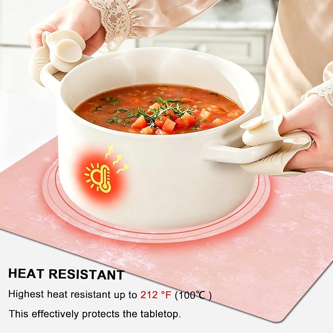 Faux Leather Placemats Set of 4, 11.8"x17.7", Rose Pink | Reversible Table Mats, Waterproof, Stain & Heat Resistant, Easy Clean for Dining, Gatherings, Outdoor