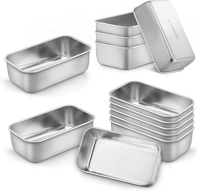 LIANYU 12 Pack Mini Loaf Pans for Baking, Stainless Steel Small Bread Pan | 6.3 x 3.5 Inch Loaf Pan for Homemade Meatloaf, Tin Loaf Baking Pan Perfect for Banana Sourdough Sandwich, Dishwasher Safe