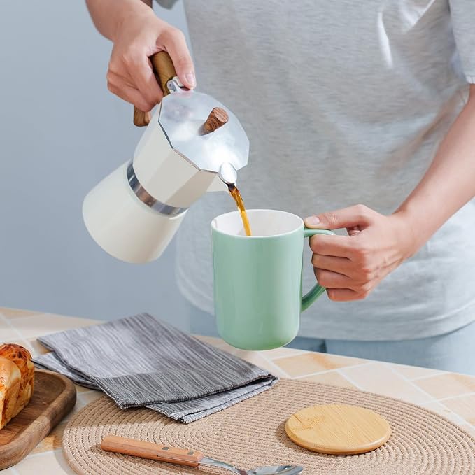 CEEFU 16oz Porcelain Tea Mug with Infuser, Lid and Coaster | Teaware with Filter, Loose Leaf Tea Cup Steeper Maker, Tea/Coffee/Milk/Women/Office/Home/Gift, Mint Green