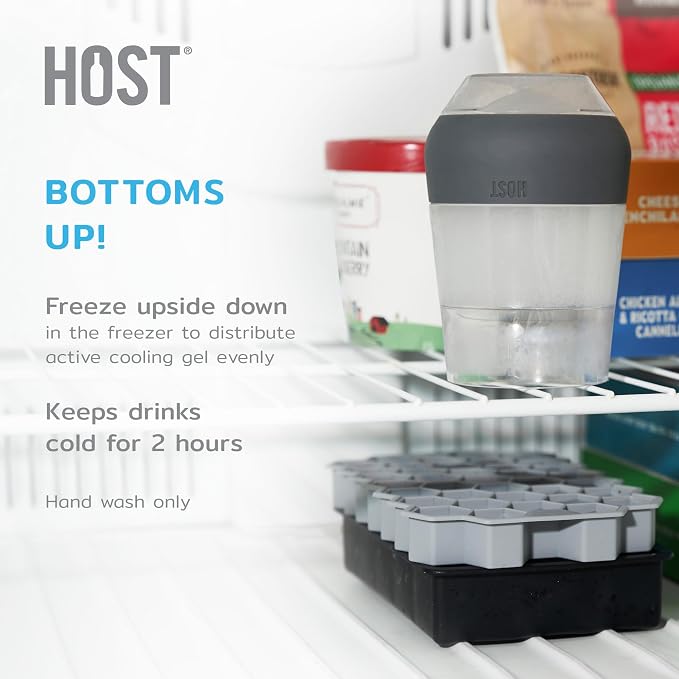 Host Freeze XL Wine Cooling Cups for Gifts for Mom, Birthday Gifts for Women, Double Wall Insulated Plastic Wine Glasses for Red and White Wines, Freezable Plastic Tumblers, 12 oz, Set of 4, Assorted