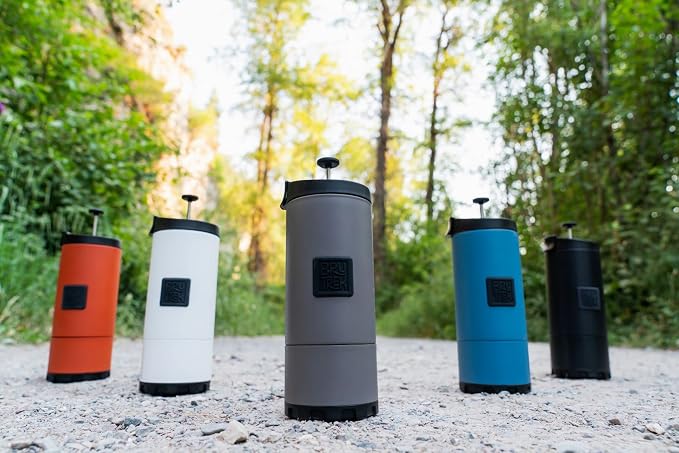 BruTrek | OVRLNDR Travel French Press | 24 fl.oz Drinkable Lid | Red Rock | Drinkable Capacity, Vacuum Insulated, Easy To Clean Removable Bottom, No Spill Lid, On The Go Coffee Brewing (Red Rock)