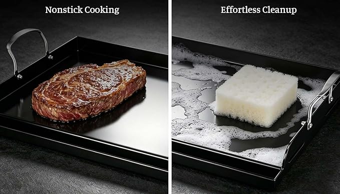QuliMetal 25 x 16 Inch NanoCeramic Cast Iron Griddle for Gas Grills | Pre-seasoned flat-top griddle for gas grills and stove tops; ideal for camping, tailgating and backyard BBQs