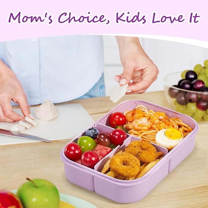 MISS BIG® Bento Lunch Box for Kids, 1150ml, 3 Compartments, Purple | Purple kids bento lunch box for school lunch, daycare snacks, preschool meals, picnic food, and travel.