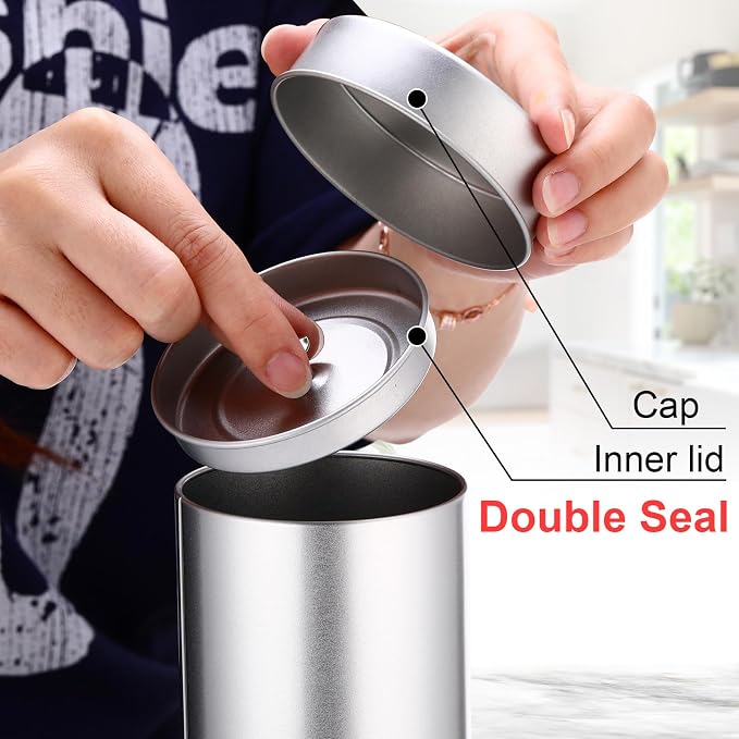 Zopeal 3 Pack Tea Tin Canister with Airtight Double Lids 16 oz Round Metal Tin Can with Lid Double Sealed Small Kitchen Container for Loose Tea Storage Coffee Sugar Candy Herbs and Spices