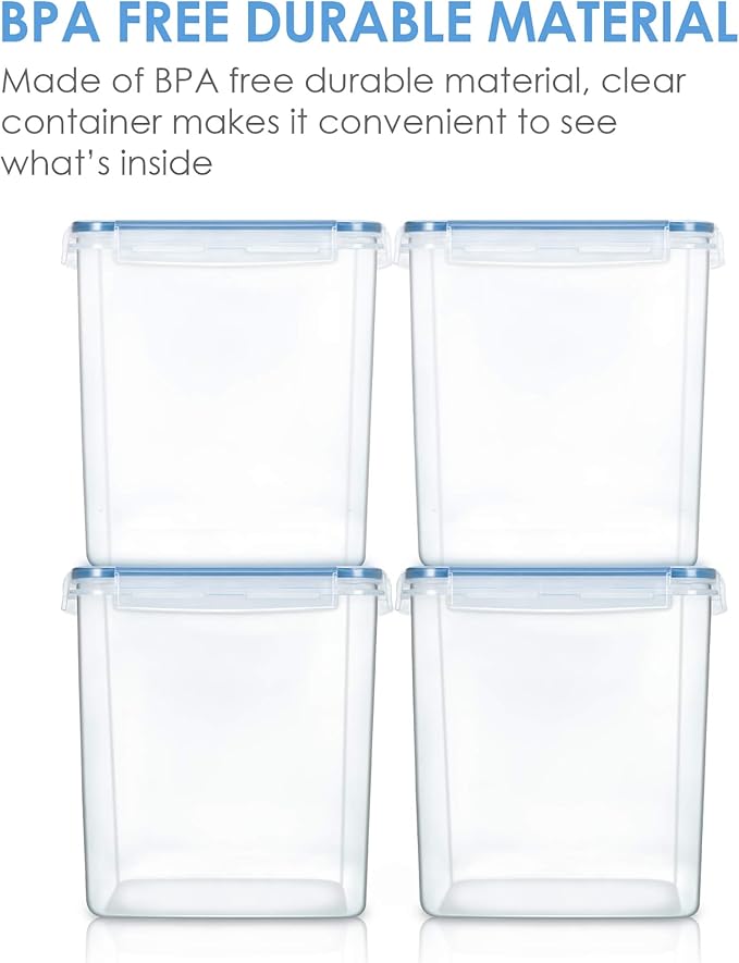 Vtopmart 2.5L / 84.5oz Food Storage Containers, 4 PCS, Blue | Airtight Seal, BPA Free, Food Grade Material, Dishwasher Safe (Not Lids)