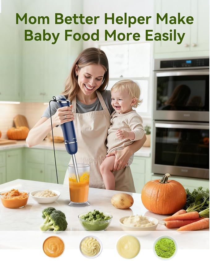1000W 5 in 1 Immersion Blender Handheld BPA-Free 12 Speed Hand Mixer Stick | 304 Stainless Hand Blender, Mixing Beaker, Chopper, Whisk, Milk Frother, Soup, Smoothies, Baby Food, Sauce