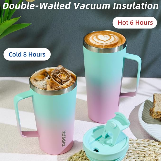 BJPKPK 30oz Insulated Tumbler with Handle, Lid & Straw, Stainless Steel | Double Wall Vacuum Insulated Coffee Travel Mug - Keeps Cold & Hot, BPA Free, Cupholder Fit for Office, Gym & Travel