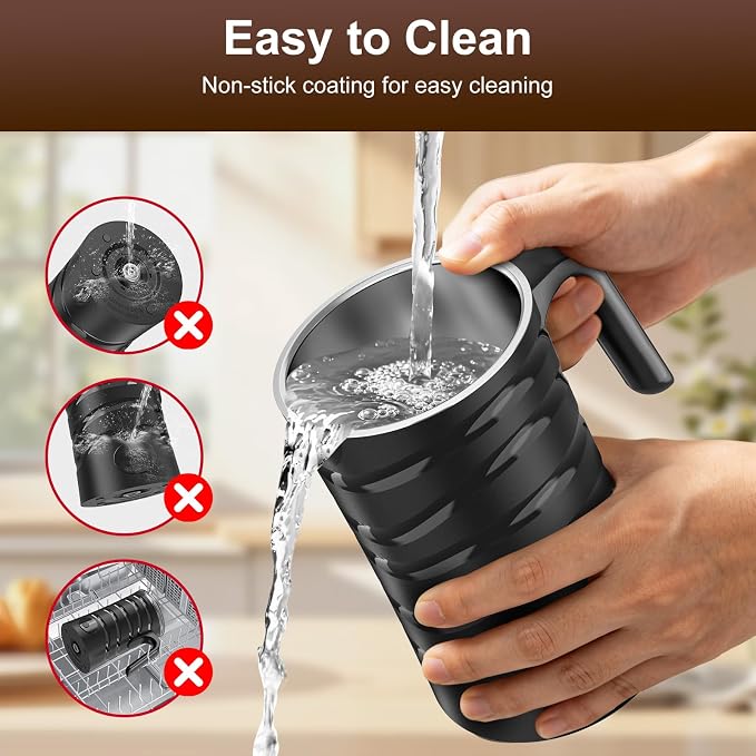 COO Milk Frother, 4-in-1 Electric Milk Steamer 350ml | Hot & Cold Foam Maker with Auto Shut-Off, Smooth Froth for Latte, Cappuccino, Macchiato & Hot Chocolate, Black