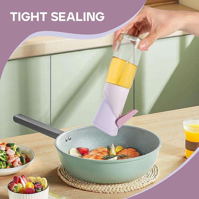 Oil Sprayer for Cooking, Upgraded 7.4oz Olive Oil Sprayer Mister, Large Olive Oil Spray Bottle for Air Fryer, Salads, BBQ & Kitchen, Professional Oil Sprayer with Even Mist (Purple)