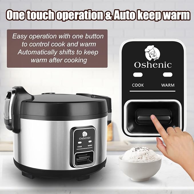 Commercial Rice Cooker & Warmer 60 Cups (Cooked),13.8 Qt / 13 Liter | Large Capacity Rice Cooker,Auto Keep Warm,Non-Stick Inner Pot,One-Touch Operation,1350W Fast Cooking Electric Rice Cooker