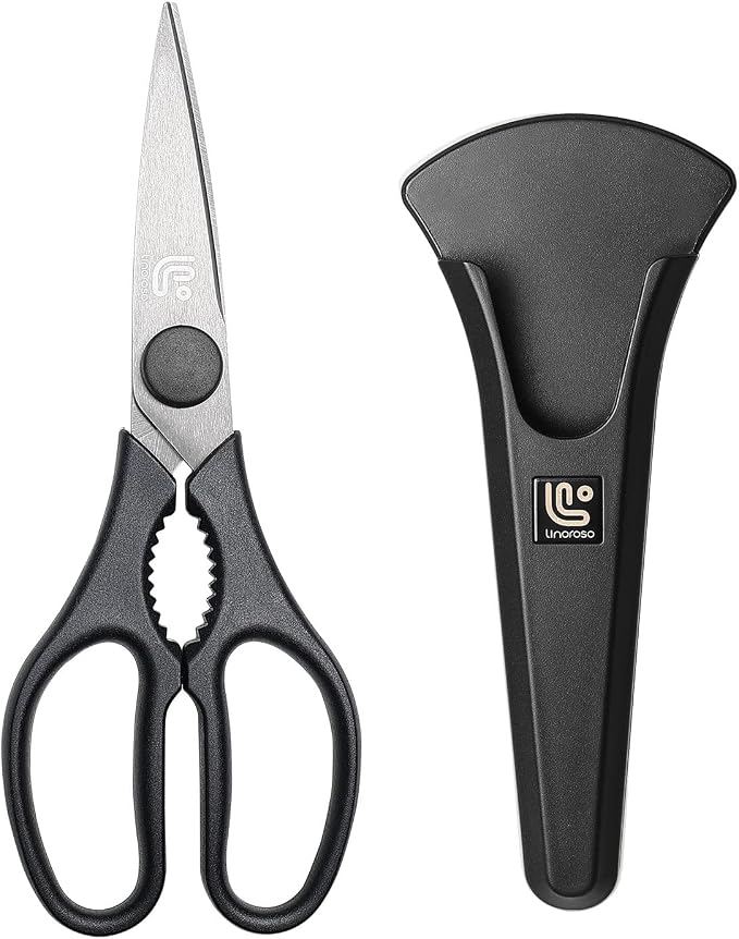 Kitchen Scissors All Purpose Kitchen Shears with Magnetic Holder, Heavy Duty Scissors Shears Dishwasher Safe, Come Apart Food Scissors for Meat, Poultry, Cooking, BBQ, Vegetable, Herbs, Black