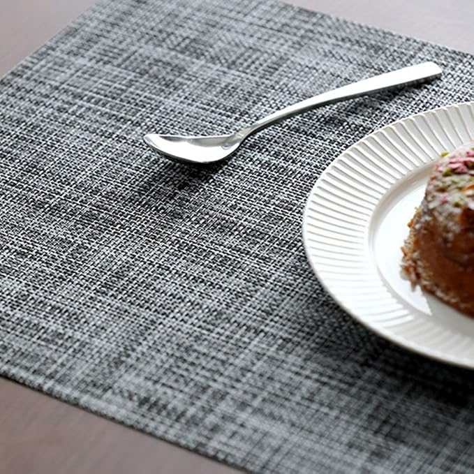 homEdge PVC Placemat, 4 PCS of Non-Slip Heat Resistant Place Mats, Washable Vinyl Placemats, Set of 4 – Gray