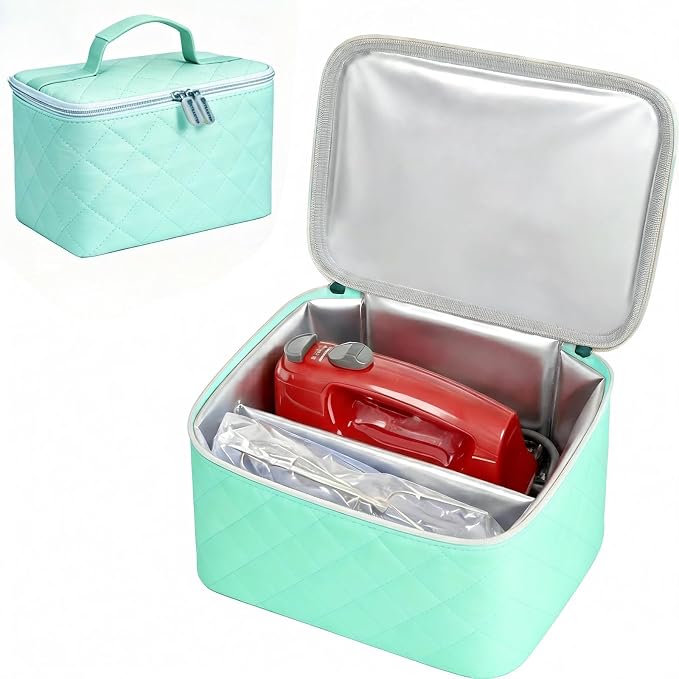 Hand Mixer Storage Case for KitchenAid 5, 6, 7 and 9 Speed Mixers | Portable Design With Carry Handle For Home Bakers, Kitchen Storage, Baking Classes And Travel, Green - Case Only