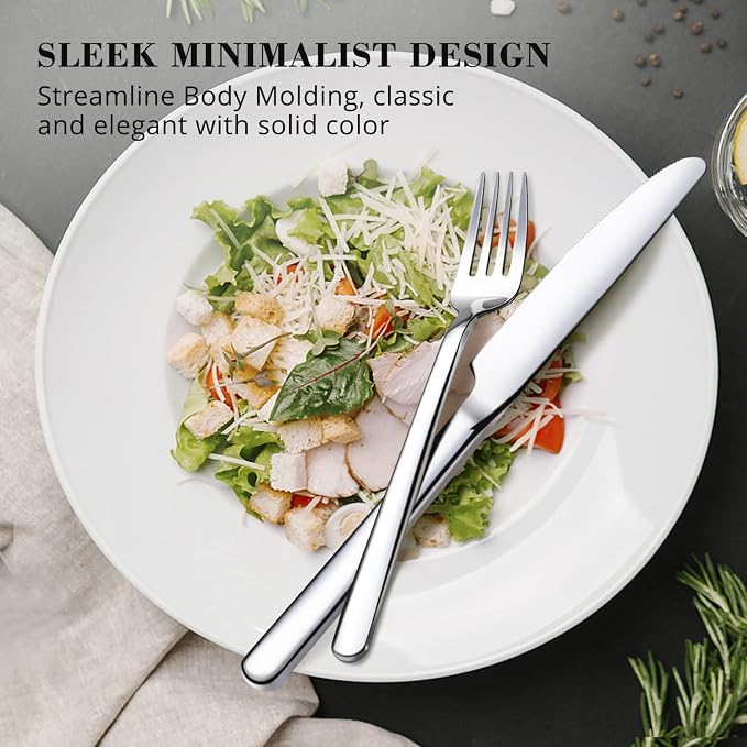 30 Pieces Silverware Set, Flatware Cutlery Set for 6, 18/10 Stainless Steel Silverware Utensils Minimalist Design Dishwasher Safe