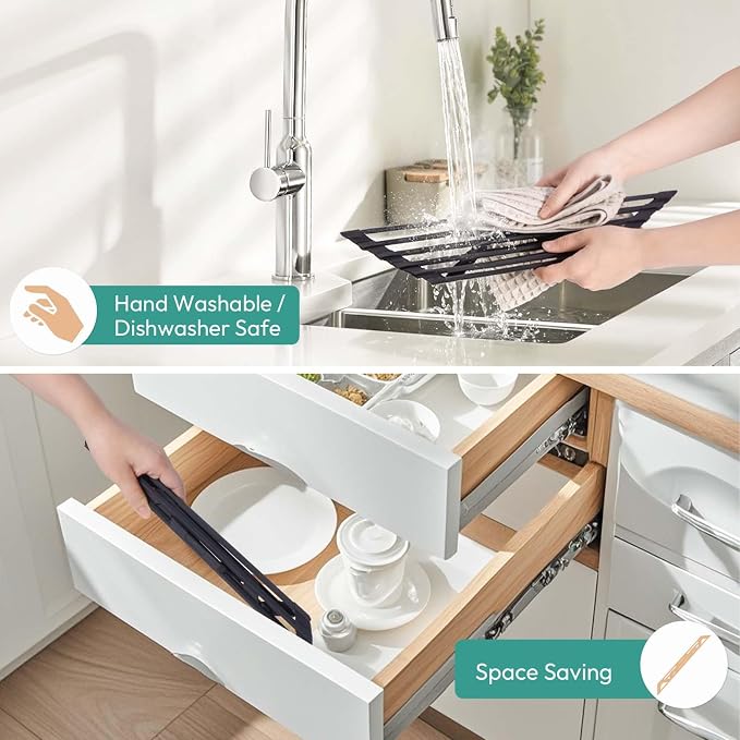 Small Foldable Triangle Roll Up Dish Drying Rack for Sink Corner, Black | Collapsible Stainless Steel with Silicone Coated Over Sink Rack, Space Saving Kitchen Sink Caddy Organizer for RV & Camper