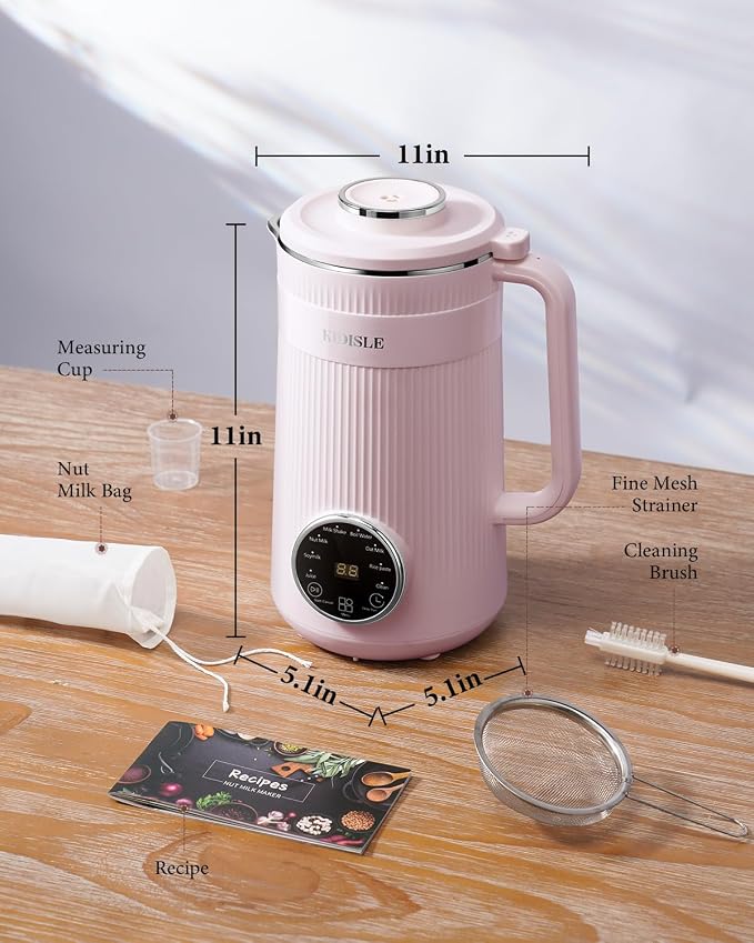 KIDISLE 8 in 1 Nut Milk Maker Machine, 32oz Self-Cleaning Automatic Blender | Almond, Soy, Oat, Coconut, Rice Paste & Juice, No Soaking, 12H Delay Start + Keep Warm, Boil Water, Fresh Homemade