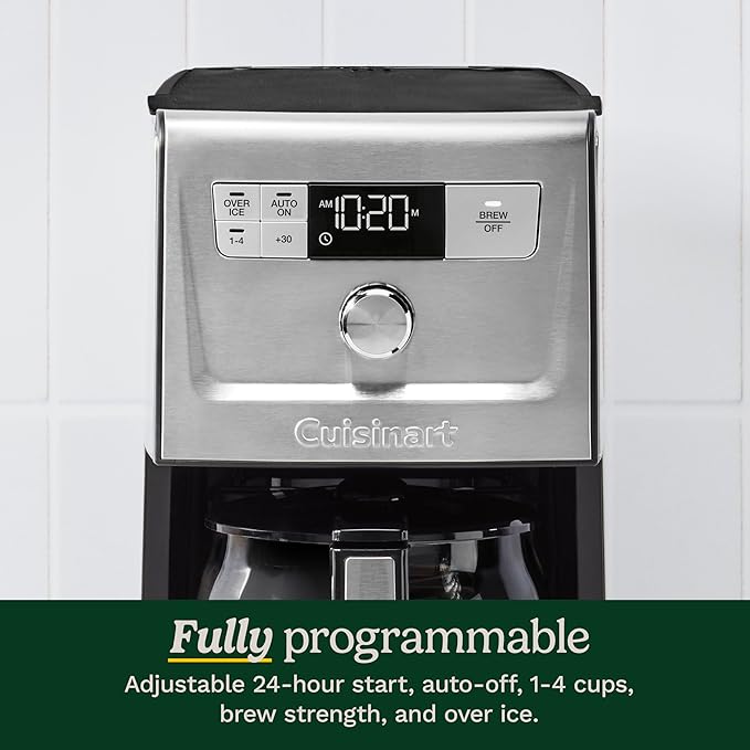 Cuisinart Coffee Maker, 14-Cup PerfecTemp Programmable Coffee Machine Glass Carafe with 1-4 Cup Setting, Brew Strength Control, Brew Pause, and Over Ice Function, Black Stainless Steel, DCC-3500BKS