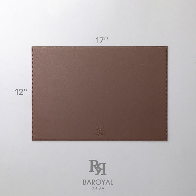 Baroyal Faux Leather Placemats Set of 4 Vinyl Washable Wipeable Table Mats for Kitchen Dining Table Heat Resistant Waterproof Modern Indoor/Outdoor Placemats Non-Slip Easy Clean Place Mats (Chocolat)
