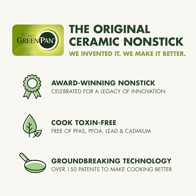 GreenPan Treviso Stainless Steel Healthy Ceramic Nonstick, 12" Frying Pan Skillet with Lid, PFAS-Free,Clad, Induction, Dishwasher Safe, Silver