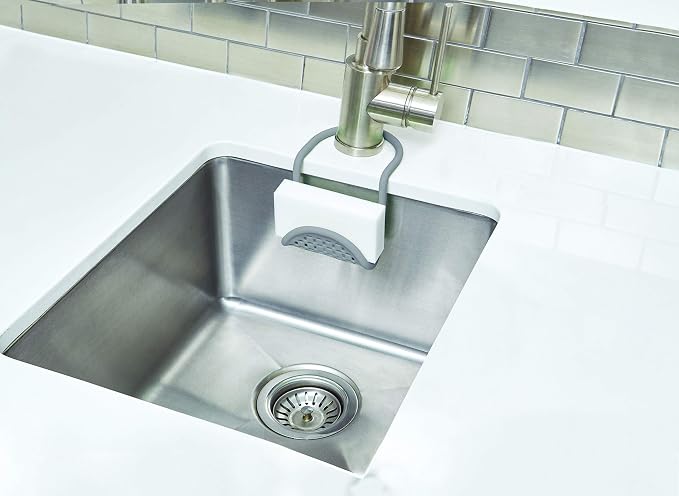 Umbra Sling Flexible Sink Caddy, Elastic Non-Slip Sponge Holder, Dark Grey