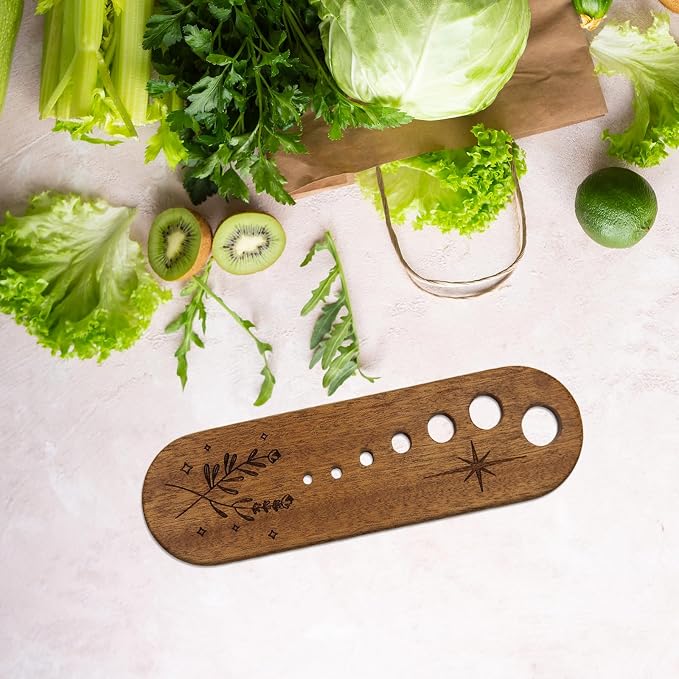 Wooden Vegetable Splitter Comes with a Cleaning Brush, Fun Kitchen Gadgets, Exquisite Herb Stripper Bowl Gifts for the Kitchen Suitable for Home Use & Chefs