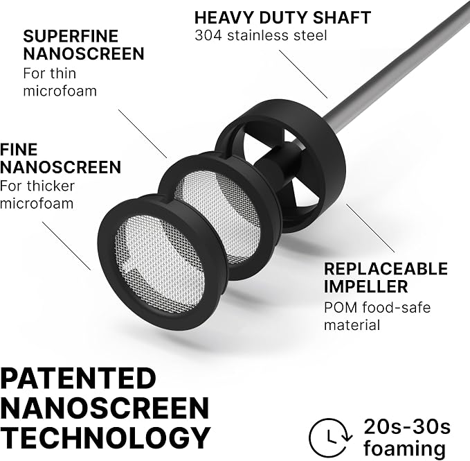 Subminimal NanoFoamer V2 Performance Milk Foamer | NEW Model Edition | Waterproof, Dual-Speed, Stainless Steel | Microfoamed Milk in 30 Seconds, Barista-Style Coffee Drinks Home | Waterproof dual-speed handheld frother, microfoamed milk in 30 seconds, ...
