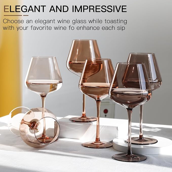 Venus Wine Glass Set of 6-18oz Lead-Free Crystal Burgundy Wine Glasses, Glassware for Parties& Special Occasions