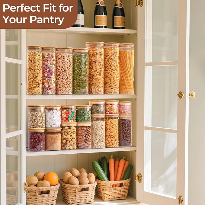 ComSaf Glass Storage Containers With Lids 0.6 Qt, 6 Pack Small Glass Jars | Small Glass Containers, Spice Jar 20oz, Snack Station Organization, Coffee Bar Organization, Size For Subpackage, BPA Free