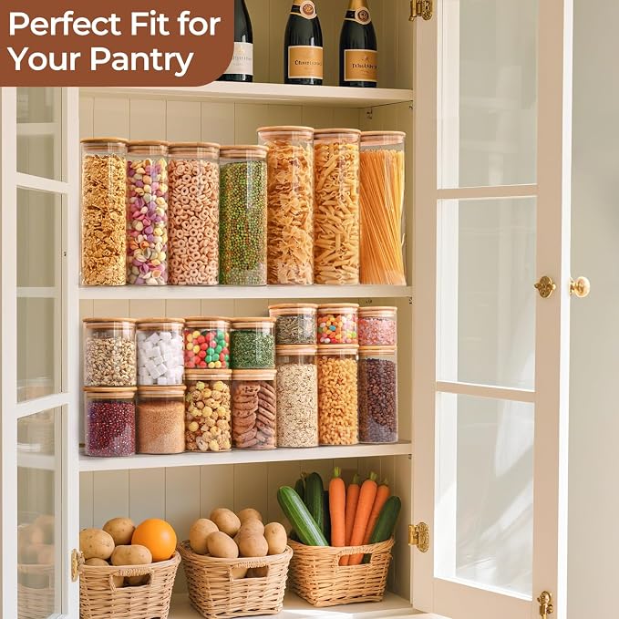 ComSaf Glass Storage Containers With Lids 0.5 Qt, 6 Pack Small Glass Jars | Small Glass Containers, Spice Jar 15oz, Candy, Family Snack Storage, Coffee Bar Organization, Size For Subpackage, BPA Free
