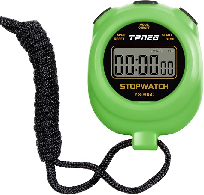TPNEG Simple Stopwatch Timer - Easy to Use, Set Up, Read, and Carry - Large Display - On/Off, AAA Battery - Ideal for Coaches, Track and Field, Soccer Referees, Sports, Classroom