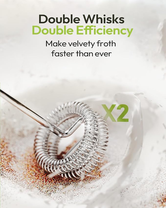 Maestri House LunaFro Rechargeable Milk Frother,Stand & 2 Detachable Whisks | 8000RPM Turbo Motor, 1200mAh lithium battery, Handheld Milk Frother for Lattes, Cappuccino, Matcha & Powdered Supplements