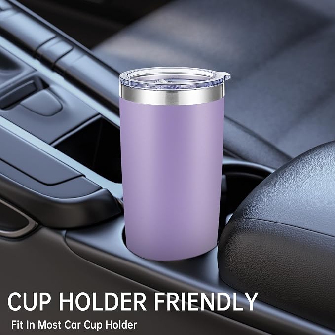 20 oz Tumblers Stainless Steel Tumbler with Lid, 1 Pack | Purple, 20oz Insulated Coffee Mug, Double Wall Vacuum, Powder Coated Cup, for Hot and Cold Drinks
