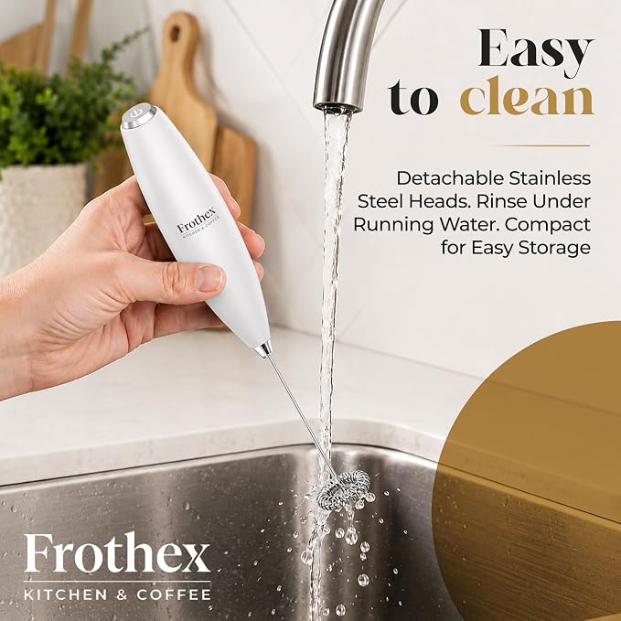Milk Frother Handheld Electric Whisk with Stand & Batteries Coffee Latte