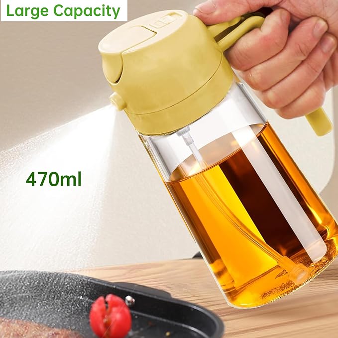 4 Pack Oil Sprayer for Cooking, 16oz Glass Olive Oil Dispenser, Orange | 2 in 1 Spray and Pour, Refillable Oil Mister, For Air Fryer Salad BBQ Kitchen Gadgets