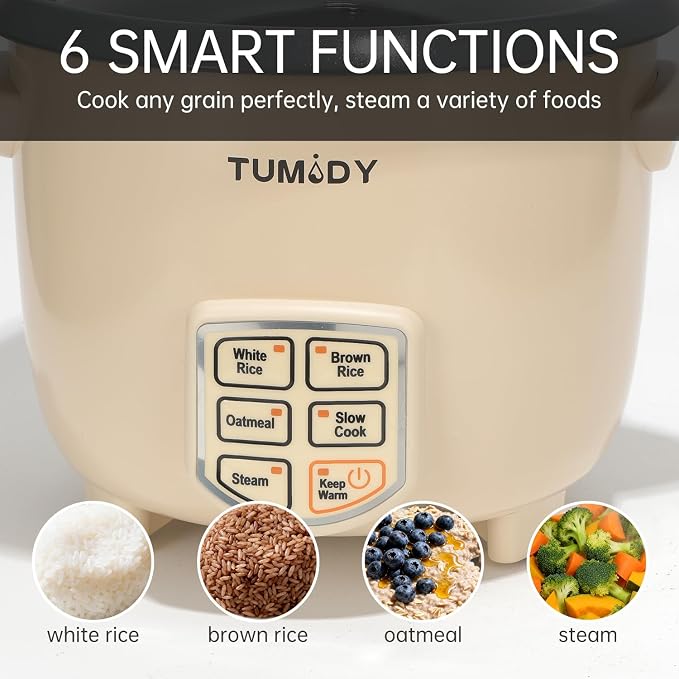 3 Cups Rice Cooker Small, Electric Rice Maker Cooker with Steamer Tray, Nonstick Inner Pot, 6-Cups Cooked/3-Cups Uncooked, Automatic Keep Warm, Yellow