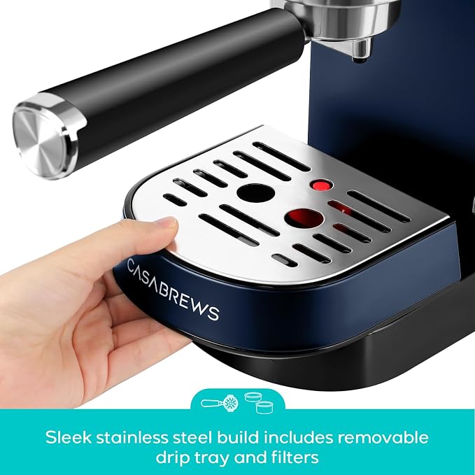 CASABREWS CM5418 Espresso Machine, Espresso Coffee Maker with Steam Wand | Stainless Steel, 20-Bar Pump, Built-in Pressure Gauge, Powerful Steam Wand for Cappuccino Latte for Home, 34oz Water Tank