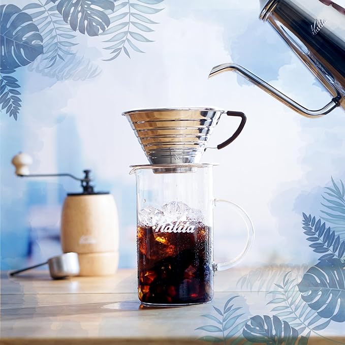 Carita Kalita Stainless Steel Coffee Dripper Wave Series - 2-4 People, 185S, Made in Japan, For 2-4 Cups
